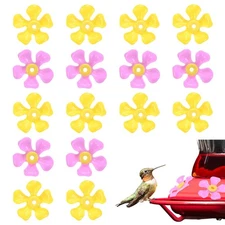 24-Pack Hummingbird Feeder Replacement Flowers, Plastic Part [Purple, Yellow]