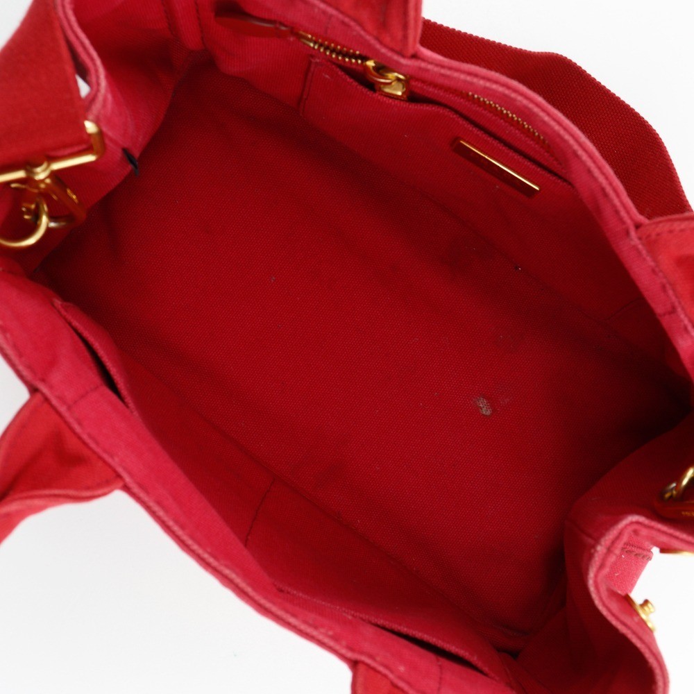 PRADA Canapa Tote Mini 2WAY Shoulder Handbag Canvas Red Ladies S222225715 Used f thumbnail 6