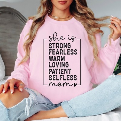 She Is Strong Fearless Mom Damen Sweatshirt Motherhood Damen Pullover -a