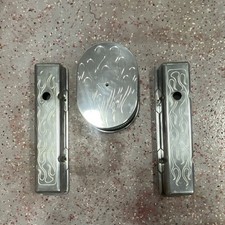 Small Block Chevy Air Cleaner And Valve Covers Set Flames Great Condition
