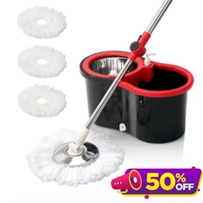 mop and bucket set spin dirty clean spinning school bathroom 360 separate water