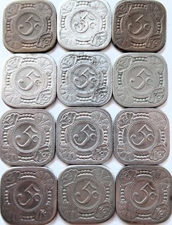 Vierkante Nikkelen Stuiver 1940 Lot van 12 Stuks