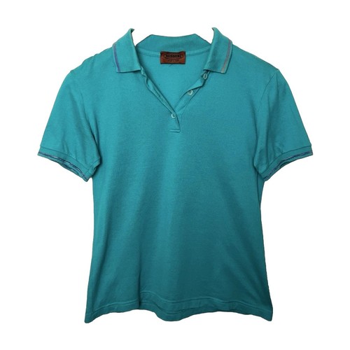 Missoni, Vintage Missoni Polo Shirt Women’s Sz Small Teal Aqua Blue Designer Italy