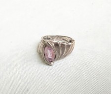 Vintage Sterling Silver Ring Pink Topaz Marquise 6.75