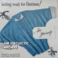Vtg 1950 Knitting Pattern Getting Ready For Christmas Jumper Woman’s Own 50s 