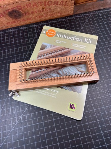Authentic Knitting Board 60 Peg Wooden Loom Sock Scarf Knitter w Instructions