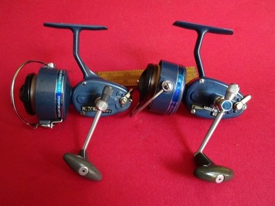 A VERY GOOD LIGHTLY USED VINTAGE MITCHELL 410A SPINNING FISHING REEL + 1 SIMILAR