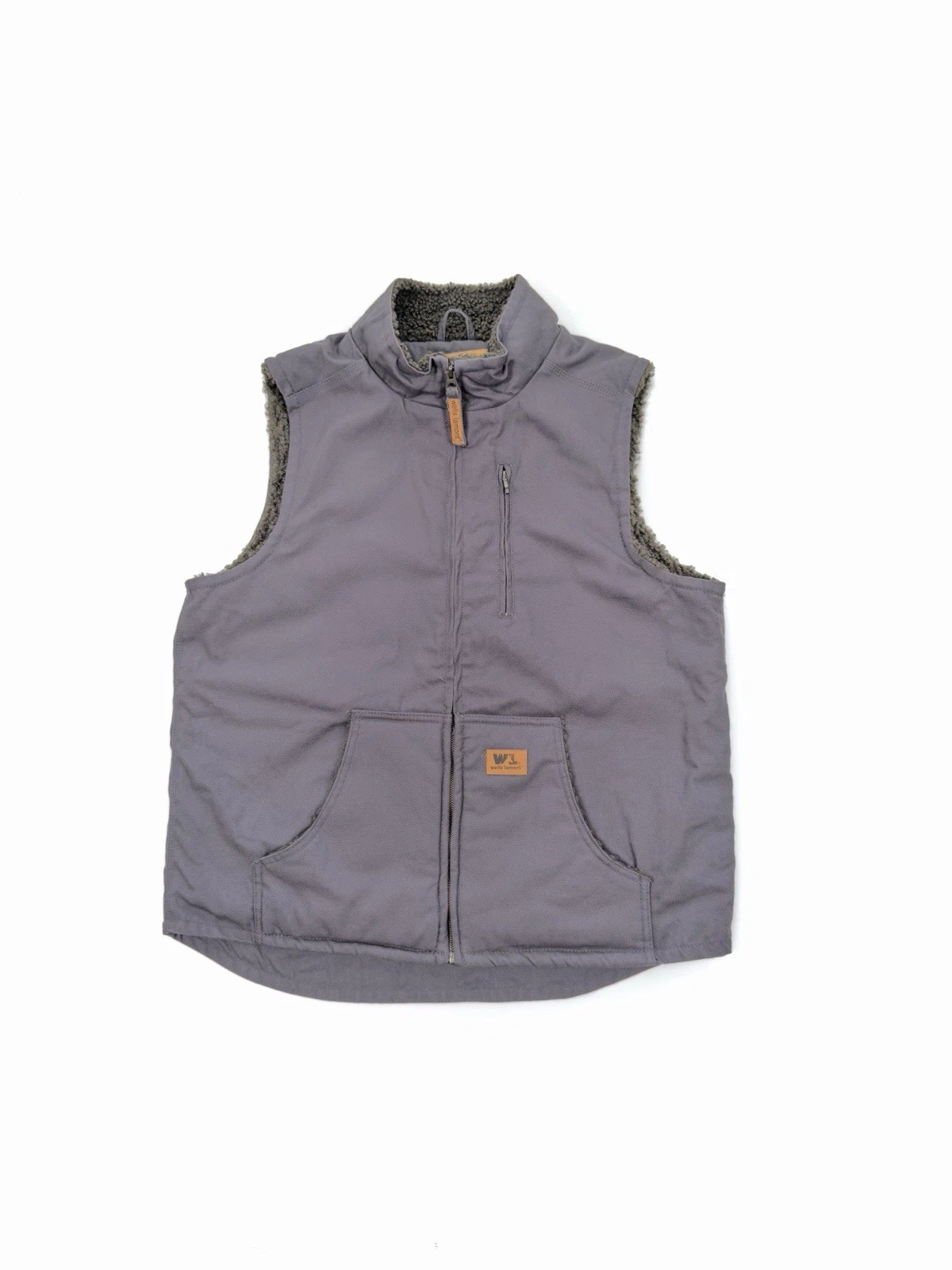 Wells Lamont Sherpa Lined Duck Canvas Work Vest Mens M Gray