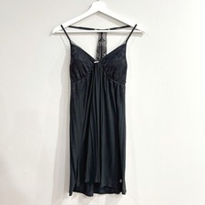 Victoria  s Secret Women Slip Dress M Black Lace Modal Goth Coquette Romantic