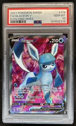 2021 Pokemon SWSH Evolving Skies Glaceon V #174/203 PSA 10 GEM MINT