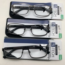 "3 PAIR" Foster Grant TI104 gun metal gray TI TECH 1.50 Reading READERS Glasses
