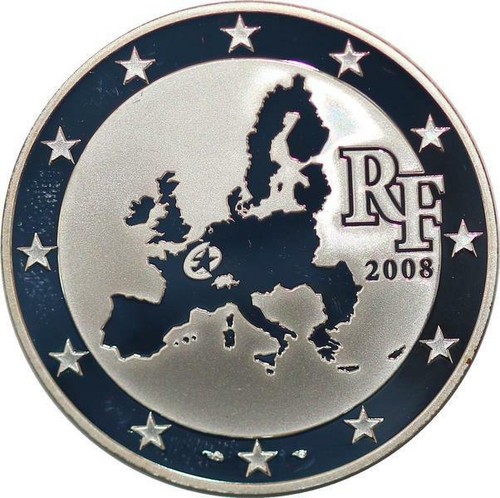 T6357 France 1 1/2 € euros 50 ans Parlement Européen 2008 BE PP PF Argent - Picture 2 of 2