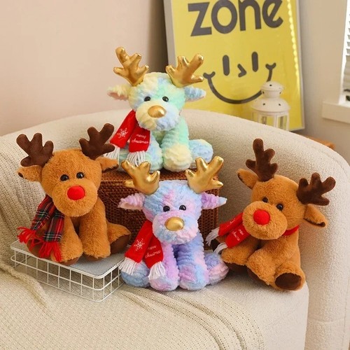 Reindeer Brown B 12 Inch Stuffed Animal Plush Toys Toddler Fluffy Doll Kids Gift - Picture 5 of 5
