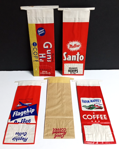 1 lb Coffee Bags Empty Unused Advertising Lot (Qty 5) Cool Roasted Flagship - Picture 2 of 2