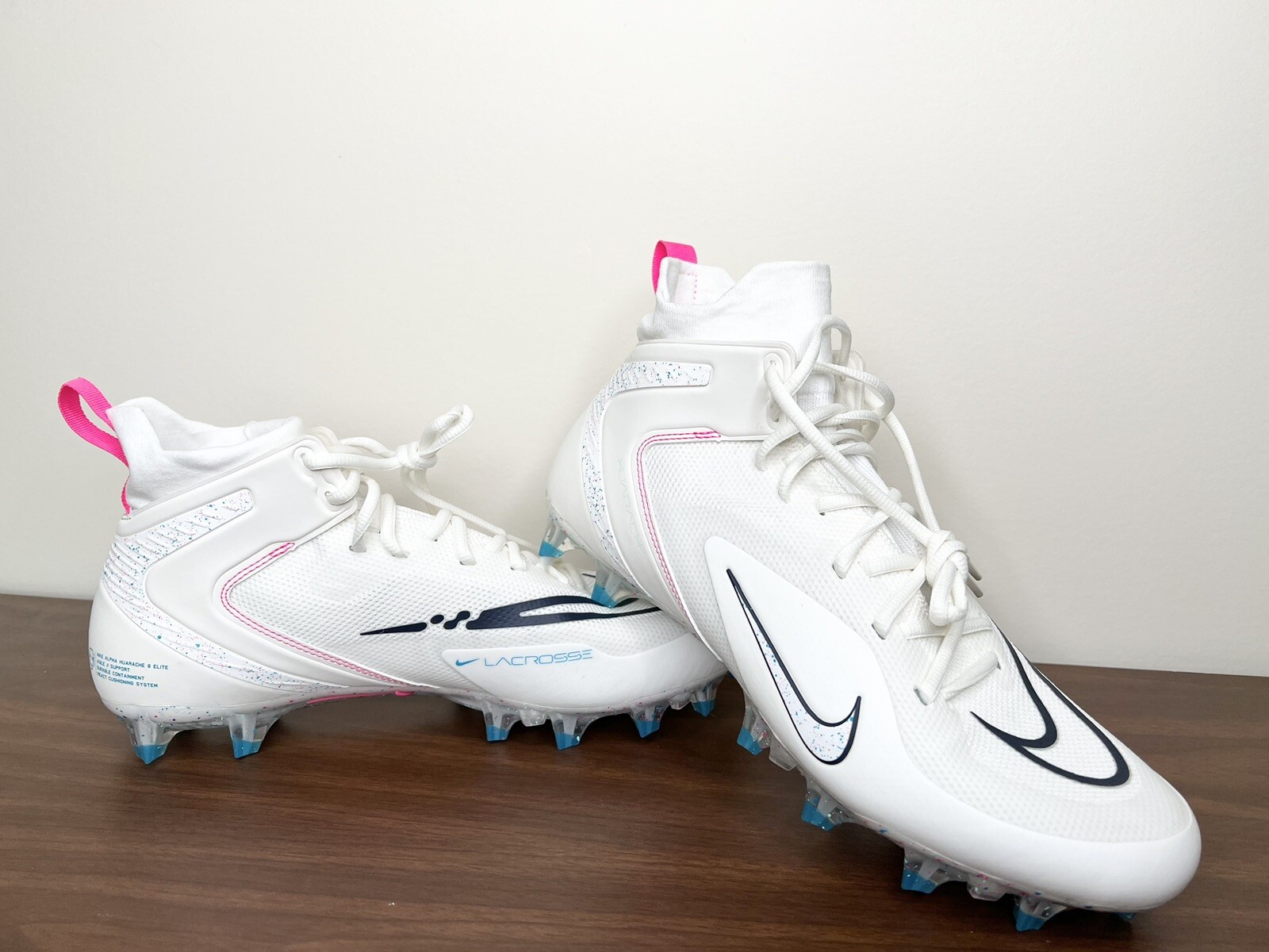 Nike Alpha Huarache 8 Elite LAX Lacrosse Cleat Sail Pink CW4440116