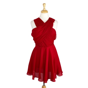 red chiffon mini dress