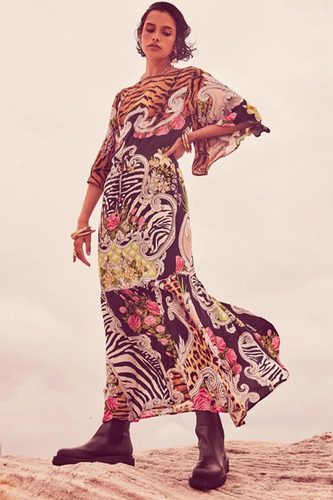 NUEVO MAXI VESTIDO DE CÓCTEL PRINCESA GUERRERA ZARINA XL $499. - Imagen 4 de 9