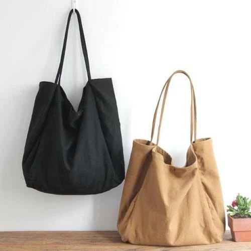 Fashion Womens Loose Casual Slouchy Canvas Big Bags Shoulder Bags Big Tote - Picture 3 of 20