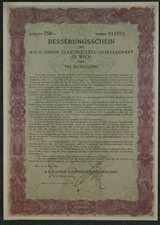 A. E. G.-Union Elektrizit&auml;ts-Gesellschaft in Wien Besserungsschein 1936 750 ATS