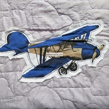AIRPLANES VINTAGE SKY HAWK  5pc FULL QUILT  RED BLUE GRAY AIRPLANE COVERLET
