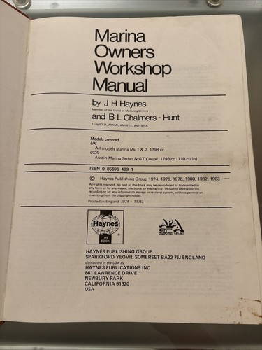 Haynes Manual #074 - Morris Marina - Picture 3 of 3