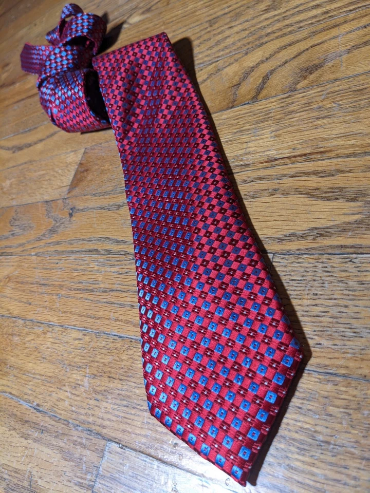 Corbata Hathaway Para Hombre Diamante Patrón Geométrico 100% Seda Foto 2 de 4