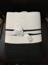 NEW Woven Rope Hamper, Laundry Basket, Large, Black/White