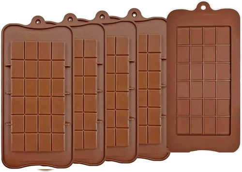 5-Pack Silicone Break Apart Chocolate Molds - Candy Protein and Engery Bar Silic
