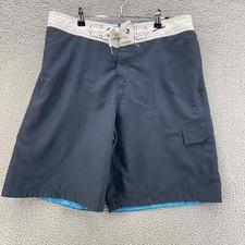 Speedo Swim Trunks Men Large Blue Mesh Lined Pull On Board Shorts Cargo Pocket
