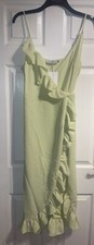 In the style geeen wrap front frill detail midi dress size 14