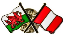 Peru Federal Flag & Wales Flag Friendship Courtesy Pin Badge