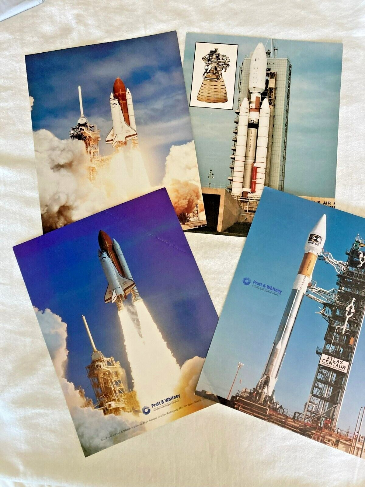 PHOTOS OF ROCKETS & ENGINES LOT 4 VTG PRATT & WHITNEY UNITED TECH PROMO 2 SIDED