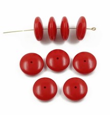 18 VINTAGE RED ACRYLIC 8x20mm. ROUND SPACER DISC BEADS 6195