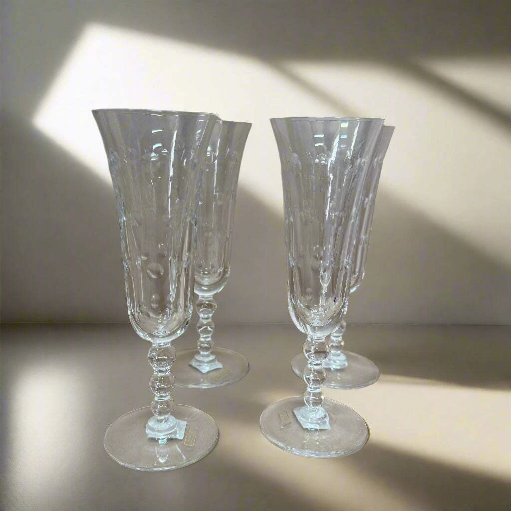 Saint Louis Crystal Bubbles Champagne Glass Set of 4