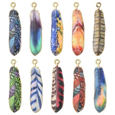30Pcs Feather Shape Enamel Charms Pendants DIY Necklace Bracelet Making Jewelry