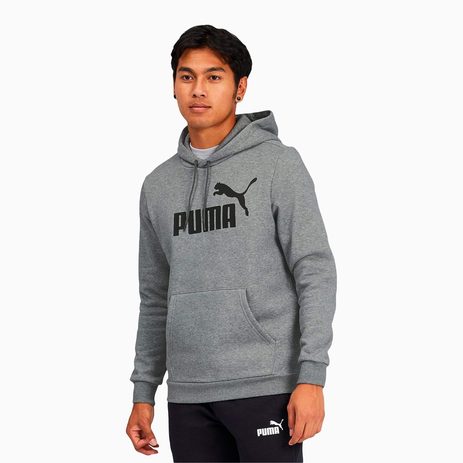 Мужская толстовка Puma Medium Gray Heather Essentials с логотипом Big Classics