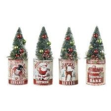 RAZ 2021 Set 4 surtidos de 8,5 pulgadas árbol en contenedor de especias navideñas decoración de Navidad