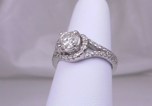 1.21 CT Total Weight Genuine Round Brilliant Cut Diamond Ring - 14 KT White Gold - Picture 5 of 10