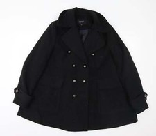 Papaya Womens Black Overcoat Coat Size 14 Button