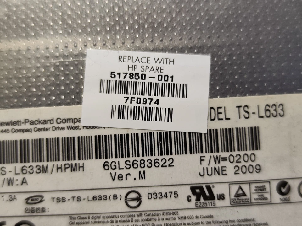 517850-001 MASTERIZZATORE per HP COMPAQ CQ61 G61 MODEL TS-L633 - Immagine 3 di 4