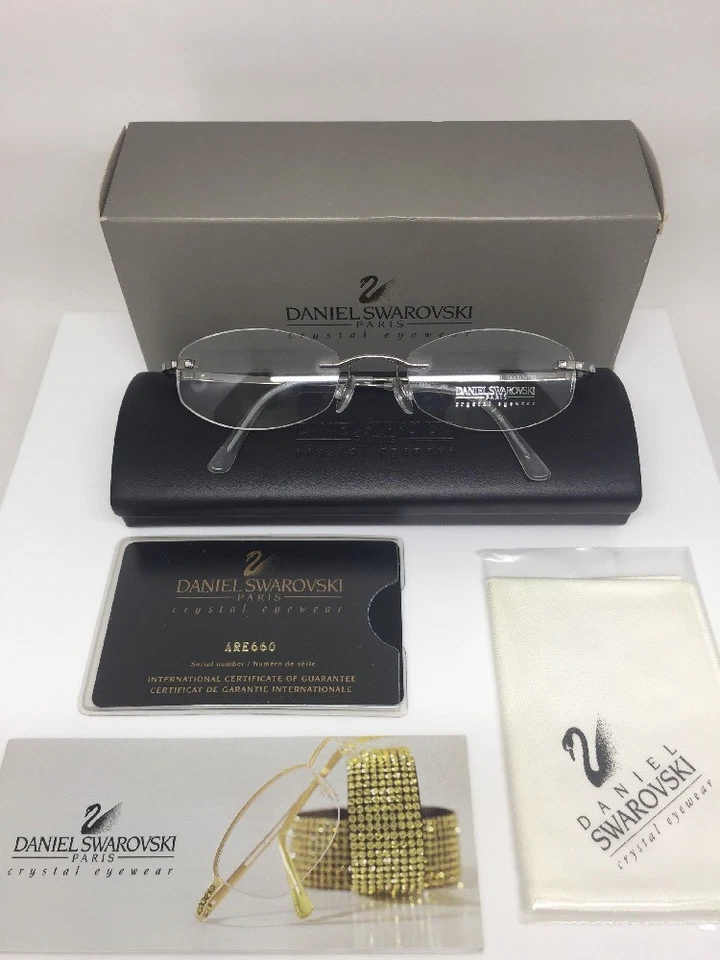 全新 复古 Daniel Swarovski S 058 无框眼镜 23KT GP 水晶奥地利 — 第 4/4 张图片