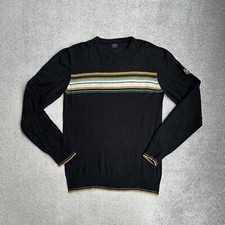 MELTIN`POT Herren Retro Pullover Langarm Gr. M Strickpullover Logo 11311 Schwarz