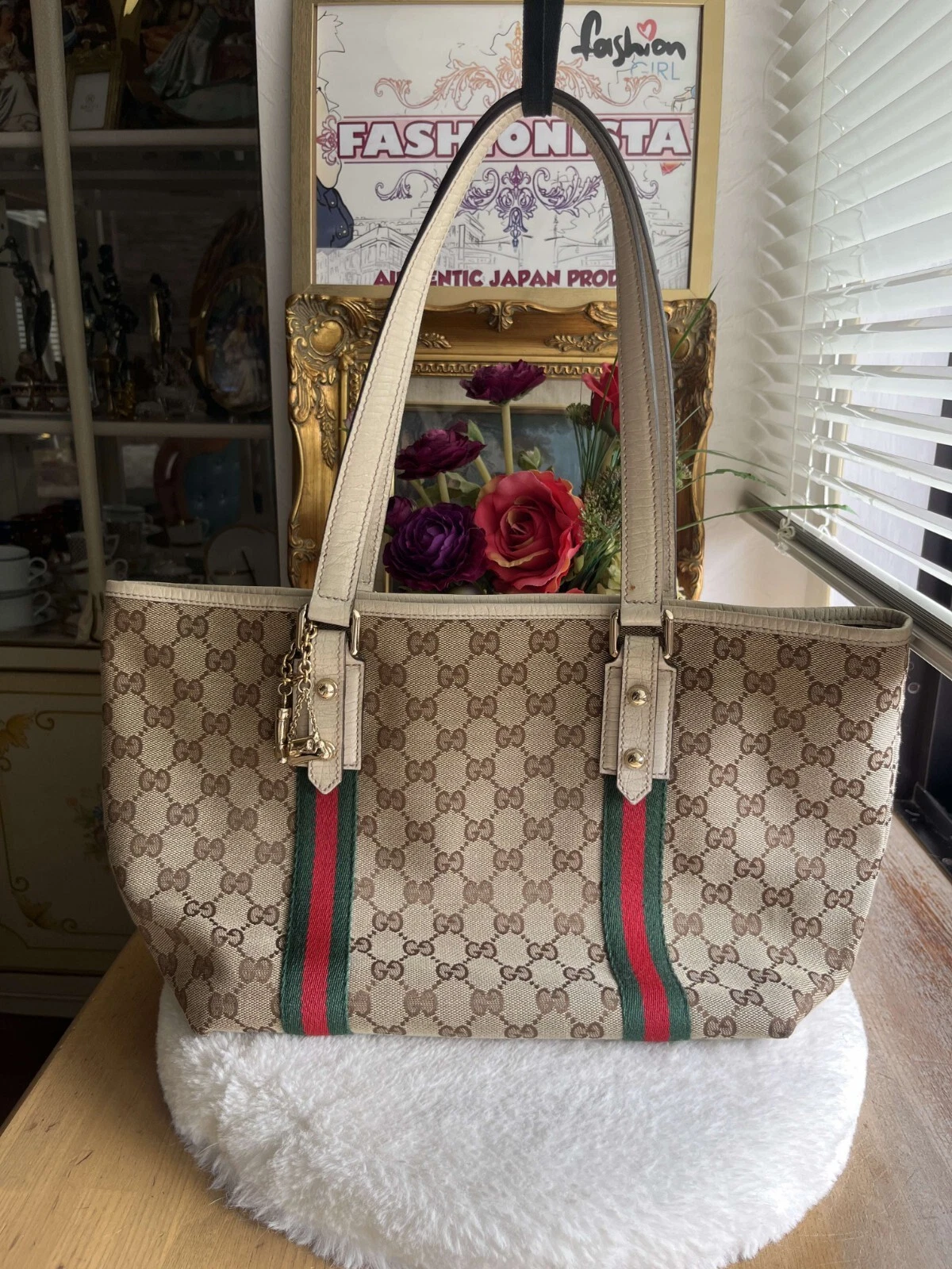 Authentique sac fourre tout/toile GUCCI GG