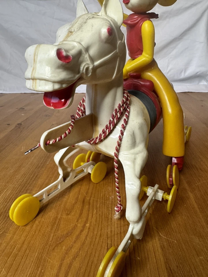 MR. COWBOY VINTAGE SLINKY PULL TOY HORSE RARE - Image 4 of 4