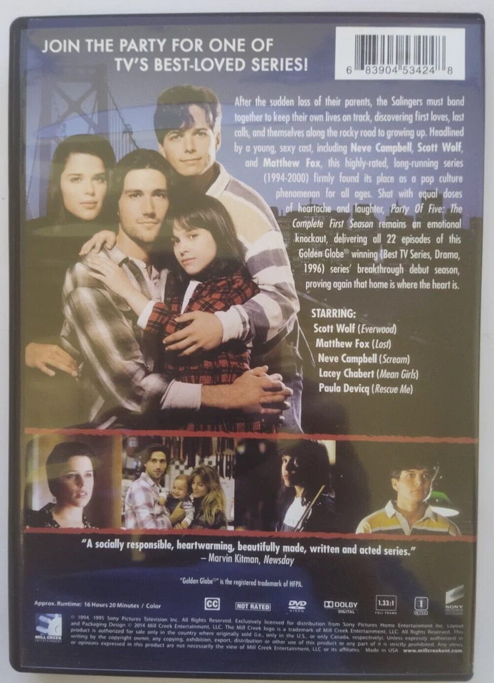 Party of Five - The Complete First Season (DVD, 2014, 4-Disc Set) - Image 2 of 3