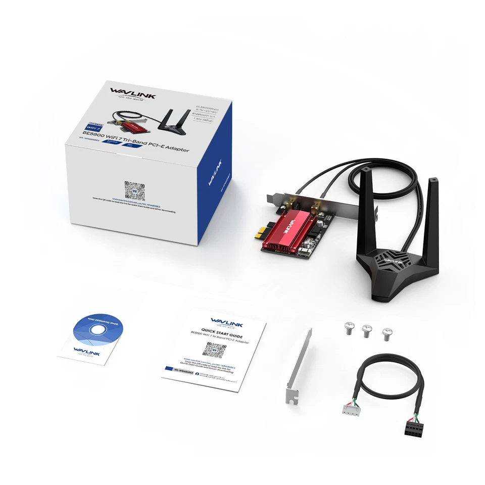 Wavlink BE8800 WiFi 7 PCIE Netzwerkkarte für Desktop PC Tri-Band Intel BE200 BT - Bild 2 von 4