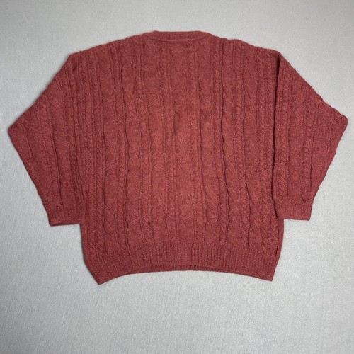 Paul Stuart Sweater Mens XL Maroon Red Alpaca Cable Knit Pullover Crew Neck - Picture 7 of 13