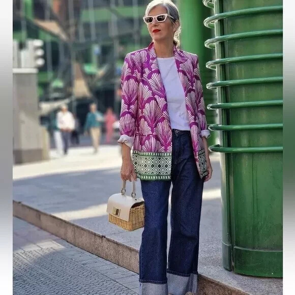 NWT_ZARA SS24 SATIN EFFECT PRINTED BLAZER_ Multicolored