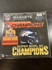 DENVER BRONCOS SUPER BOWL 50 3 PACK DIE CUT VINYL MAGNETS 11"X11" OUTDOOR RATED