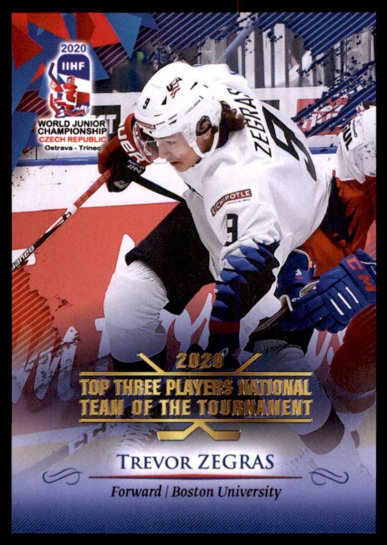 2020-21 IIHF WORLD JUNIOR CHAMPIONSHIP TOP 3 PLAYERS TREVOR ZEGRAS TEAM USA